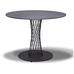 "Диего" обеденный стол из HPL круглый ?90см, цвет "серый гранит" Садовый обеденный стол
