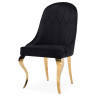 GUSTAV стул с обивкой тканью черным велюром на металлическом каркасе золотого цвета