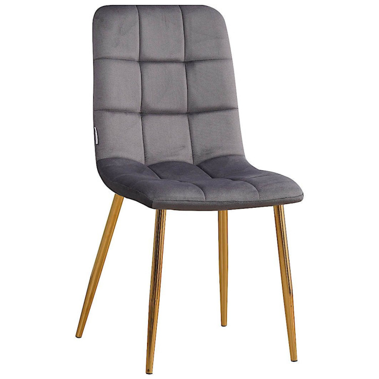 Стулья C919/DC809 Стул мягкий, ГРАФИТ#h21 велюр, каркас металл золото КРУГЛЫЙ