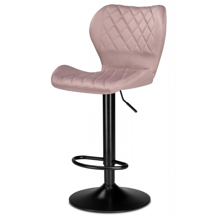 PORCH барный стул с обивкой тканью велюр, цвет pink / black  каркас