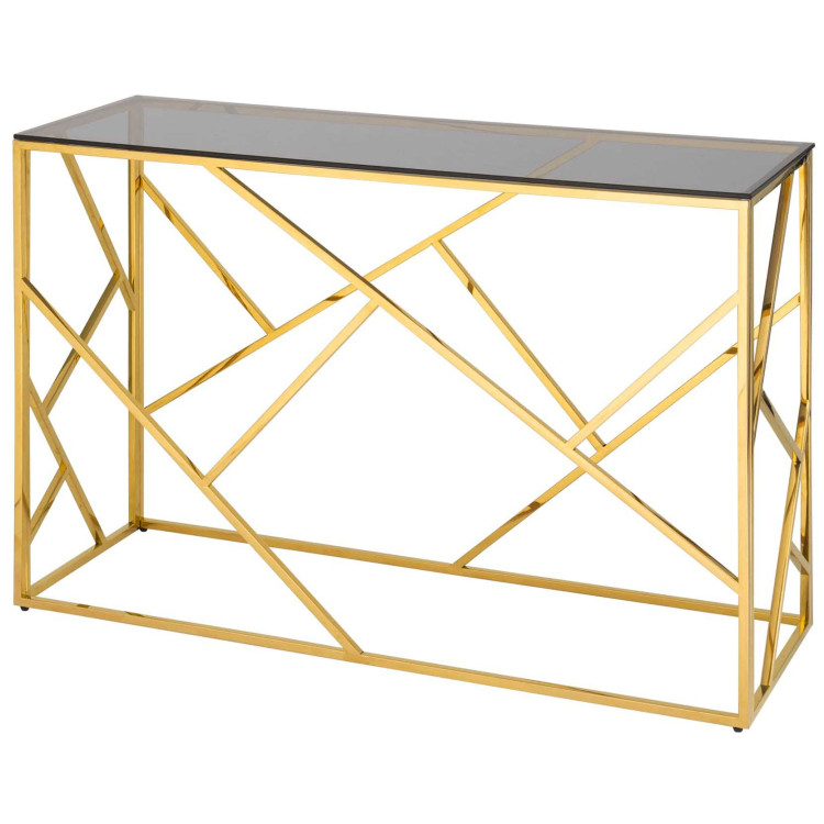 Дизайнерские консоли АРТ ДЕКО 120*40 нержавеющая сталь золото стекло темный хром