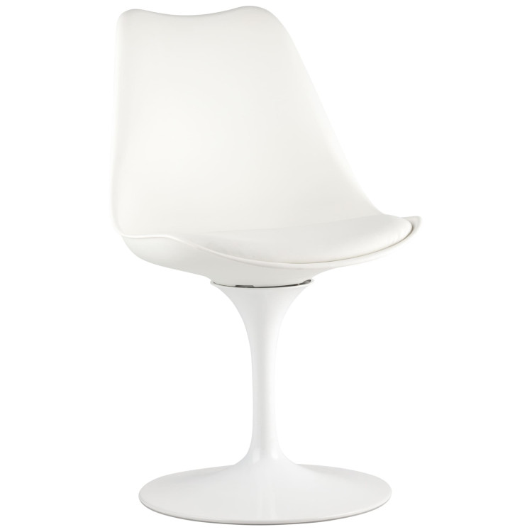 Обеденные стулья Tulip белый, ножка металлическая, сиденье и спинка из пластика, сидушка мягкая из экокожи
