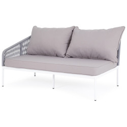 "Канны" модуль диванный правый из роупа (веревки) с декоративными подушками, цвет светло-серый