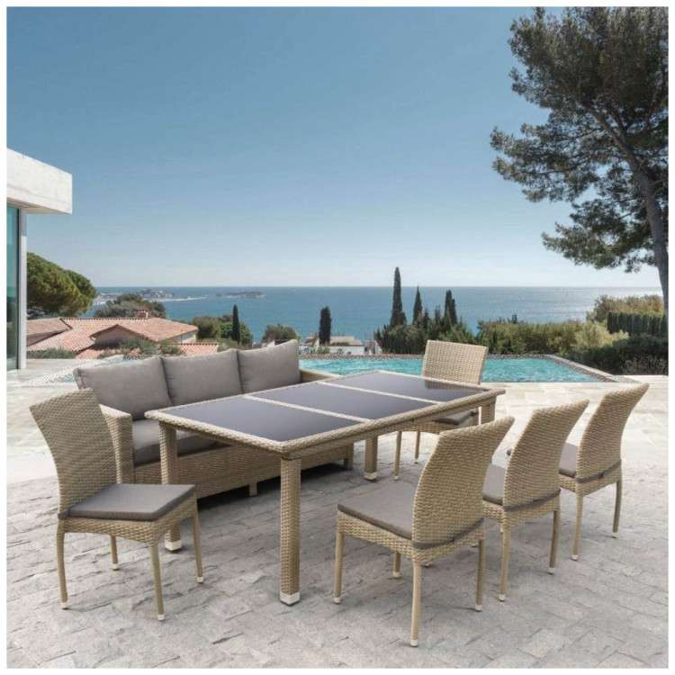 Комплекты мебели с диванами Комплект плетеной мебели T365/S65/Y380B-W65 Light Brown (8+1)