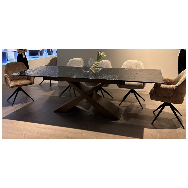 Стеклянные столы Стол ARKELL 180 GREY, стекло BUBBLE  / Шоколадное золото каркас ®DISAUR