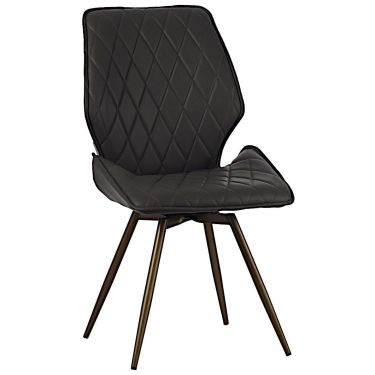 Стулья DC231 Стул мягкий поворотный 180, АНТРАЦИТ экокожа, каркас металл, бронза КРУГЛЫЙ