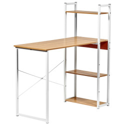 Стол письменный с полками Frame 100x45x110 см, светлое дерево, белый Стол компьютерный