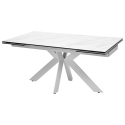 Стол BELLUNO 160 MARBLES KL-99 Белый мрамор матовый, итальянская керамика/ белый каркас, ®DISAUR