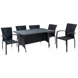 Обеденная группа Комплект плетеной мебели 6+1 T-254/Y-274А BLACK