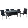 Комплект плетеной мебели 6+1 - стол T-254 и 6 стульев Y-274А с подлокотниками в черном цвете