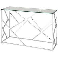 BS-05 Консольный столик стеклянный прозрачный 120*40, основание нержавеющая сталь Столик консольный