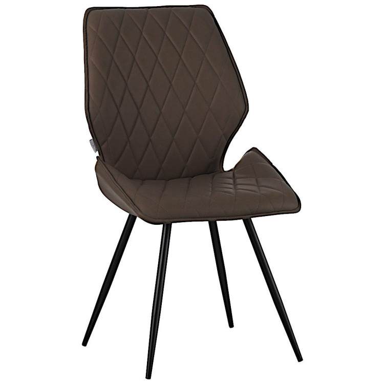 Стулья DC233 Стул мягкий поворотный 360, ШОКОЛАД экокожа, каркас металл, черный КРУГЛЫЙ