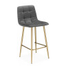 ЧИЛЛИ МИНИ полубарный стул с обивкой тканью велюр, цвет темно-серый / каркас золото