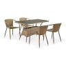 Садовые обеденные группы Комплект мебели из иск. ротанга T198D/Y137B-W56 Light Brown (4+1)