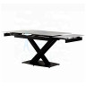 Керамические столы DT375 Стол обеденный расклад. Lauren white gold, 160-220*90, керамич. столеш., основ. металл черный