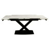 Керамические столы DT375 Стол обеденный расклад. Lauren white gold, 160-220*90, керамич. столеш., основ. металл черный