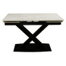 Керамические столы DT375 Стол обеденный расклад. Lauren white gold, 160-220*90, керамич. столеш., основ. металл черный