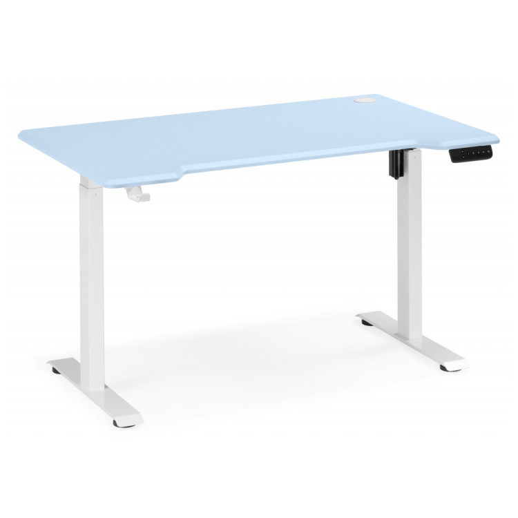 МАРКОС 140 компьютерный стол с регулировкой по высоте, цвет голубой / белый