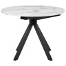 Кухонные столы Стол Rudolf круглый раскладной 100-130x100x75см, белый мрамор, чёрный