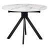 Кухонные столы Стол Rudolf круглый раскладной 100-130x100x75см, белый мрамор, чёрный