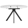 Кухонные столы Стол Rudolf круглый раскладной 100-130x100x75см, белый мрамор, чёрный