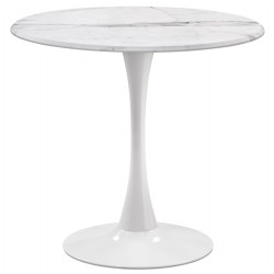Недорогой обеденный стол. ТУЛИП 90 мрамор белый / белый Стол обеденный