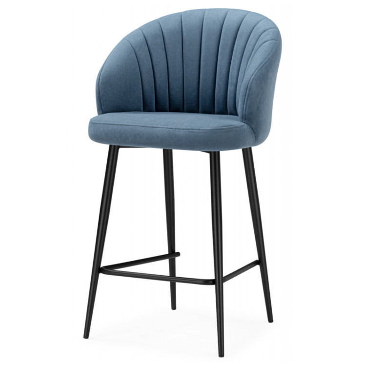 БЭНБУ полубарный стул с обивкой тканью велюр, цвет marseille 30 / черный