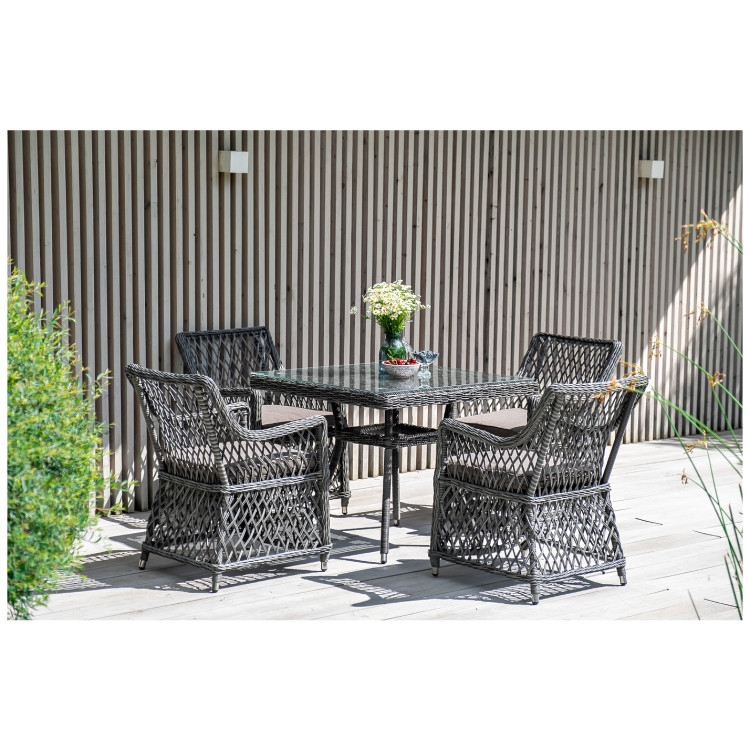 Садовая обеденная группа АЙРИШ (1+4), плетеная из искусственного ротанга со стеклом, цвет графит