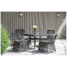 Садовая обеденная группа АЙРИШ (1+4), плетеная из искусственного ротанга со стеклом, цвет графит