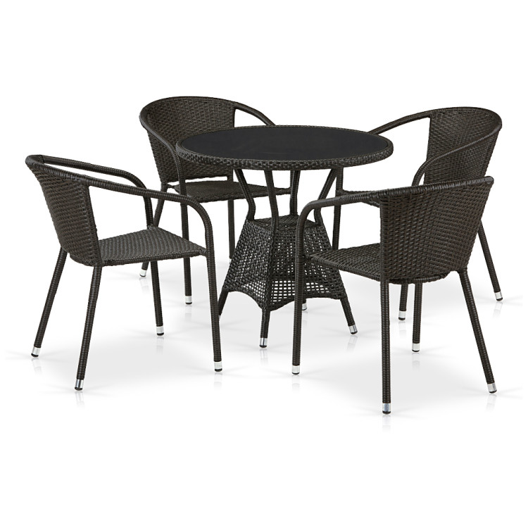 Обеденные группы Комплект плетеной мебели T707ANS/Y137C-W53 4Pcs Brown
