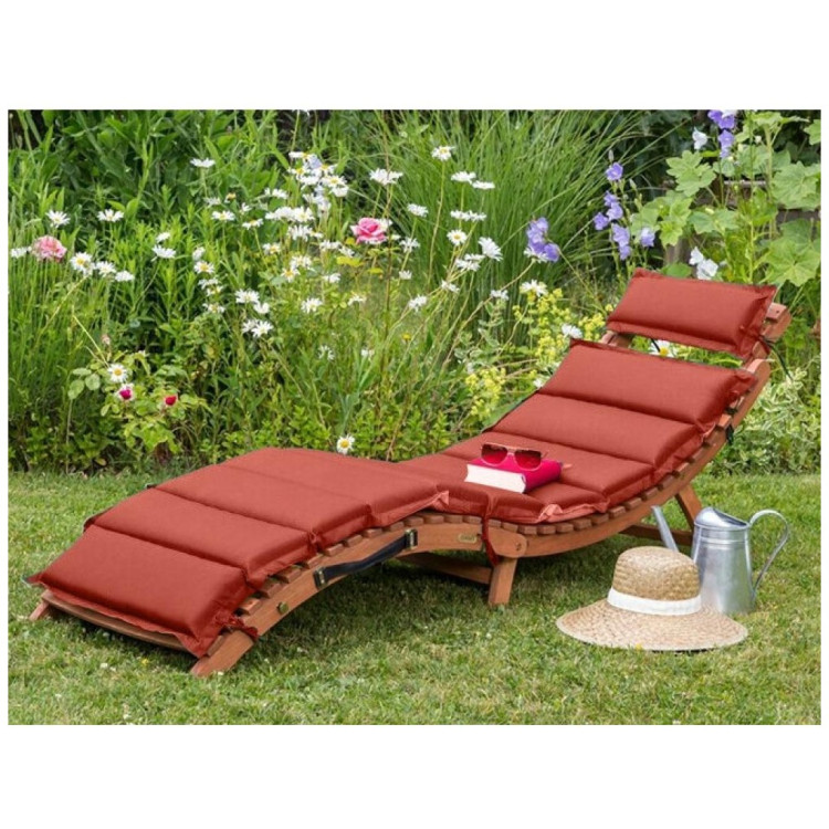 Деревянный шезлонг-лежак AFM-803A Beige-Terracotta, матрас полиэстр