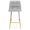 ЧИЛЛИ МИНИ полубарный стул с обивкой тканью велюр, цвет светло-серый / каркас золото