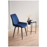 СЕДА стул с обивкой тканью велюр, цвет синий / каркас черный
