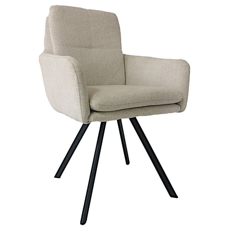 Стул-кресло DC23071F Стул мягкий поворотный 360*с подлокот,БЕЖЕВЫЙ, каркас металл черный КВАДРАТ