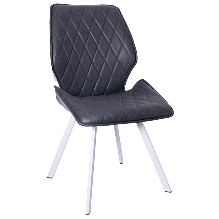 Стулья DC230 Стул мягкий, ЧЕРНЫЙ экокожа, каркас металл, белый КВАДРАТ