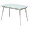 Керамические столы Стол BIANCO раздвижной 120-180x80x76см, белый мрамор матовый, керамика, белый каркас