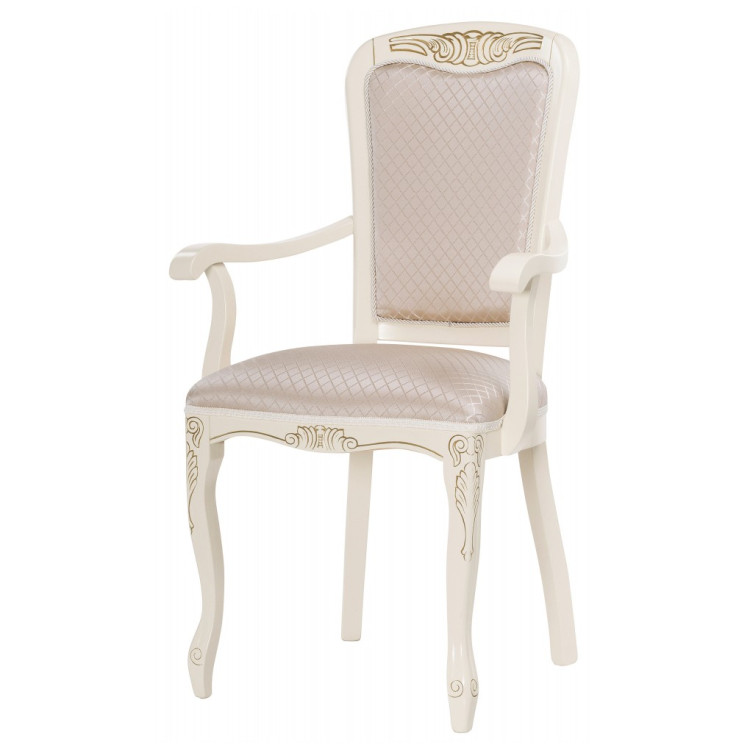 КЛЕТО кресло слоновая кость с золотой патиной / ромб