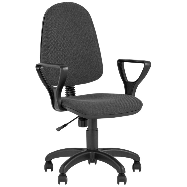 Компьютерные кресла офисное Престиж серое обивка ткань крестовина пластик