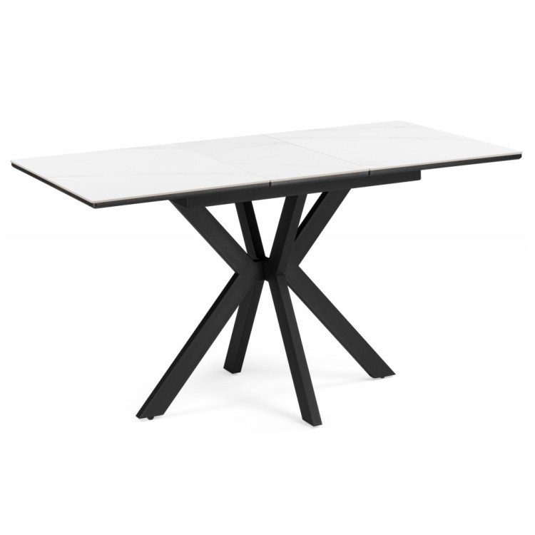 ГАРДИНГ 100 стол с керамической столешницей, цвет белый мрамор / черный каркас