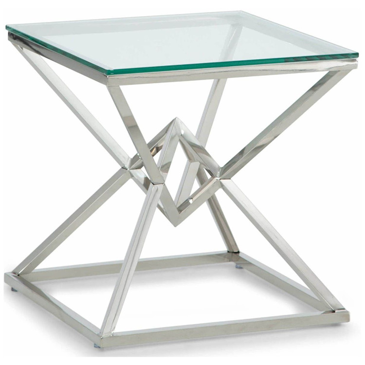 Журнальные столики CS-1000-2 Стол Журнальный стеклянный прозрачный 55*55*55см, основание нерж. сталь хром