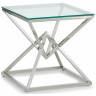 Журнальные столики CS-1000-2 Стол Журнальный стеклянный прозрачный 55*55*55см, основание нерж. сталь хром