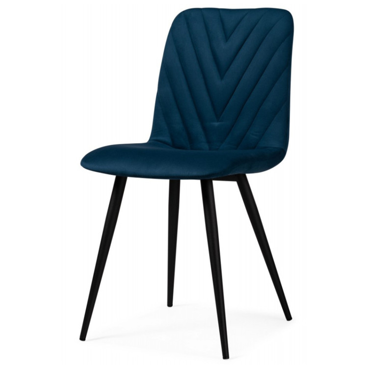 РАЛЬФ стул с обивкой тканью велюр, цвет синий/ черный