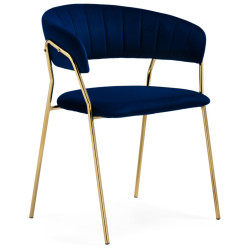 Стул-кресло Kamelia 1 dark blue / gold с подлокотниками