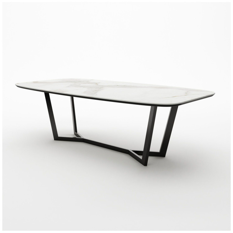 Керамические столы Стол овальный BENZ 200, керамика матовая, белая