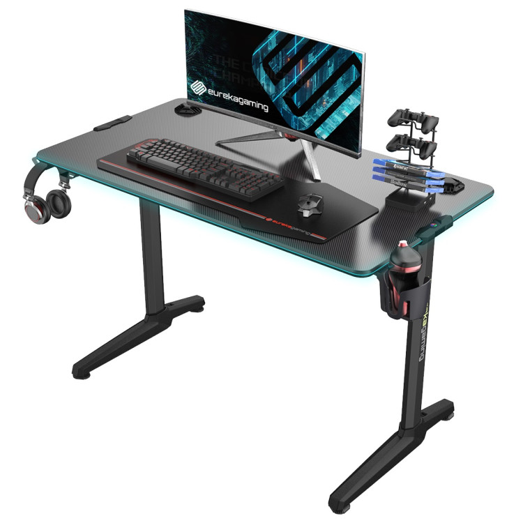 Игровые столы Стол для компьютера (для геймеров) EUREKA GIP 44, с RGB-подсветкой