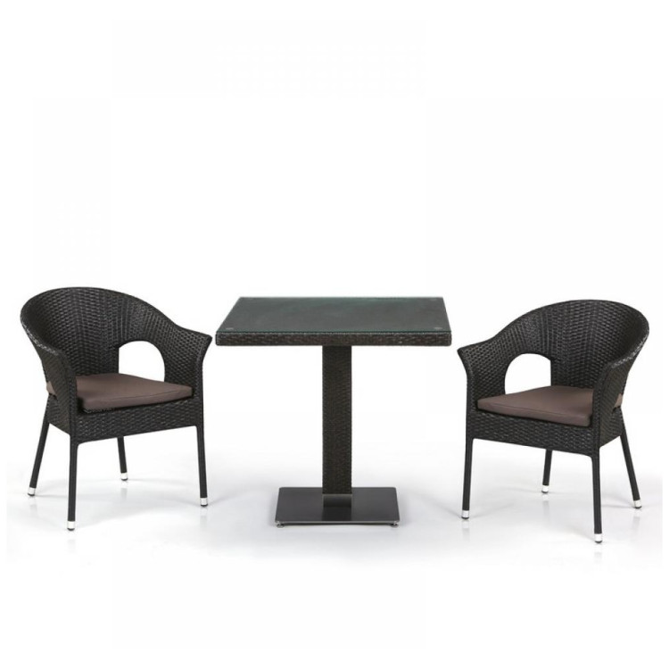 Садовые обеденные группы Кофейный комплект плетеной мебели T605SWT/Y79A-W53 Brown (2+1)