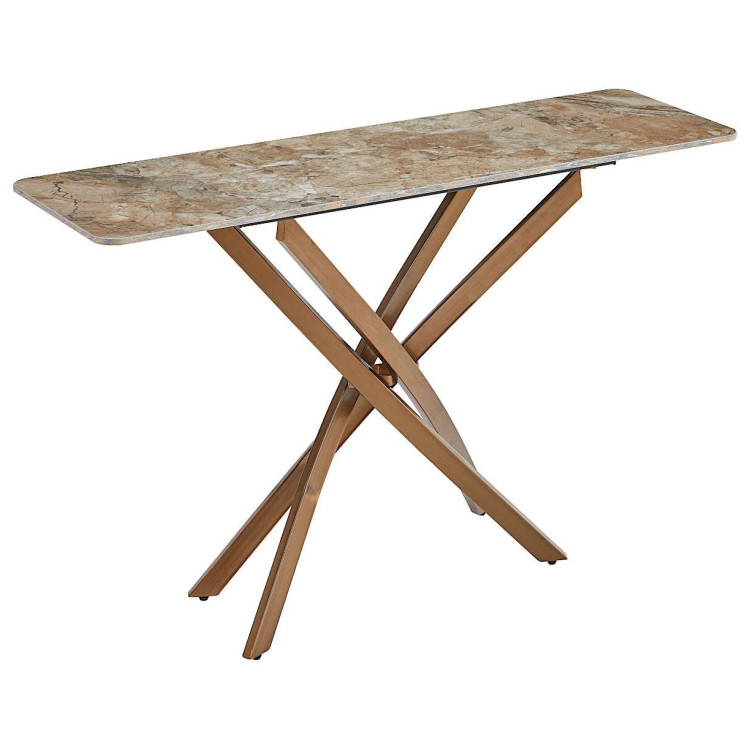 Консольные столики BS-630 Стол консольный Senafe, 120х35х76, керамич. столешница, основание металл Античная Бронза