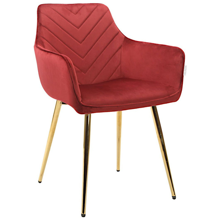 Стул-кресло DC834 Стул мягкий с подлокотниками, ВИННЫЙ#G62-36 велюр, каркас металл золото