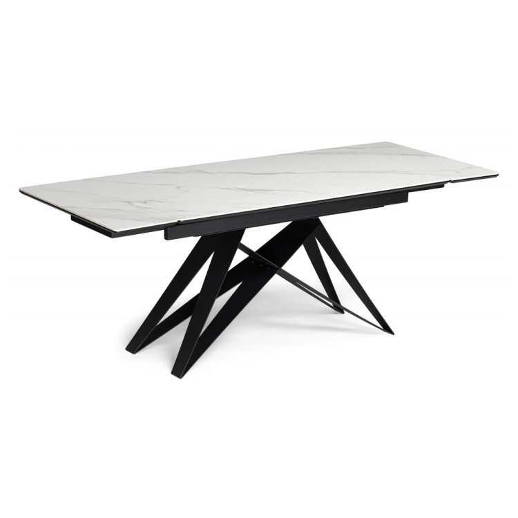 БЛЭКБЕРН 160(220)х89 стол с керамической столешницей, белый мрамор snow white / черный