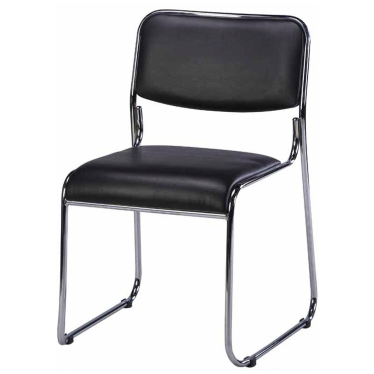 EVERPROF FIX кресло для посетителей с обивкой экокожей, цвет черный / основание хром